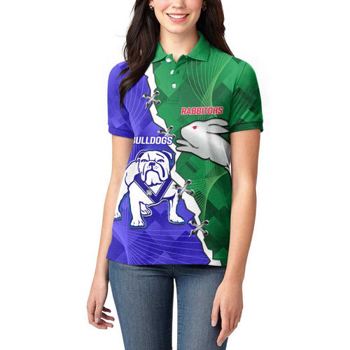 Personalised Rabbitohs and Bulldogs Women Polo Shirt Dynamic Sporty Version