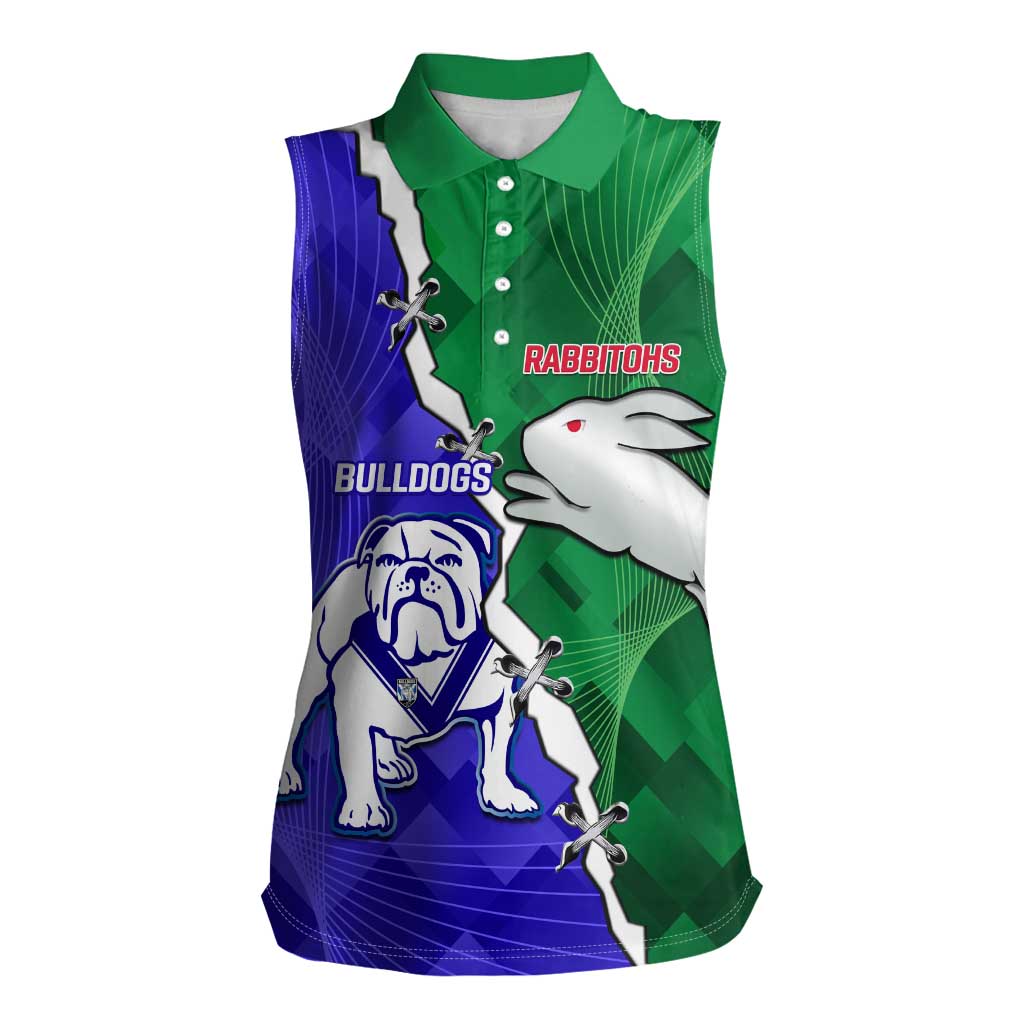 Personalised Rabbitohs and Bulldogs Women Sleeveless Polo Shirt Dynamic Sporty Version