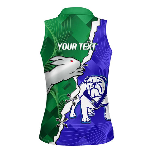 Personalised Rabbitohs and Bulldogs Women Sleeveless Polo Shirt Dynamic Sporty Version