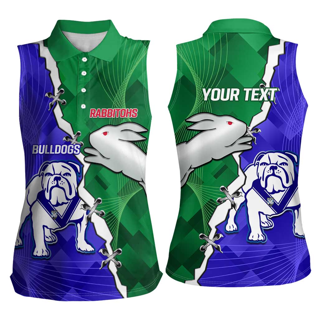 Personalised Rabbitohs and Bulldogs Women Sleeveless Polo Shirt Dynamic Sporty Version