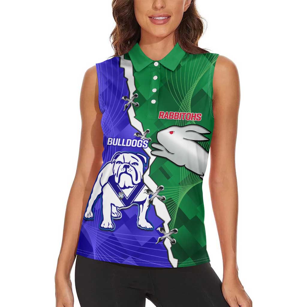 Personalised Rabbitohs and Bulldogs Women Sleeveless Polo Shirt Dynamic Sporty Version