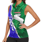 Personalised Rabbitohs and Bulldogs Women Sleeveless Polo Shirt Dynamic Sporty Version