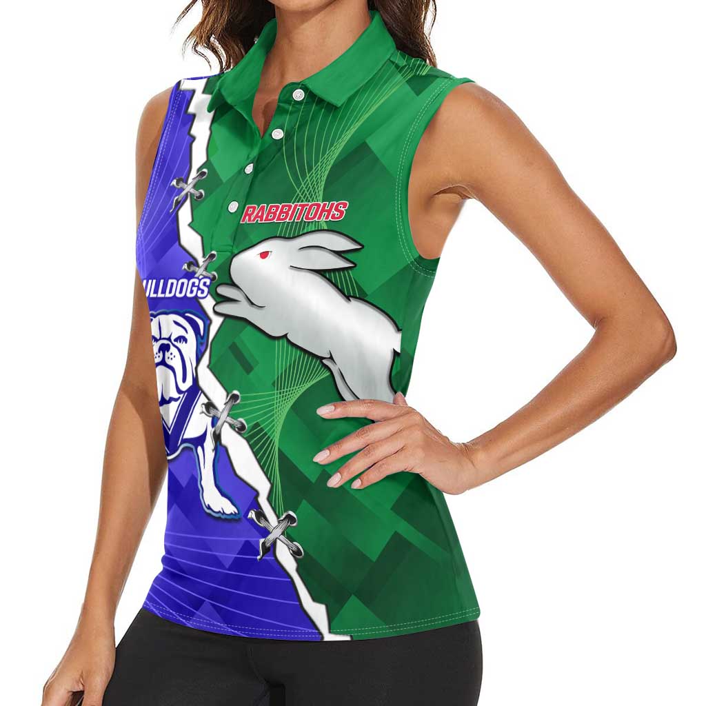 Personalised Rabbitohs and Bulldogs Women Sleeveless Polo Shirt Dynamic Sporty Version