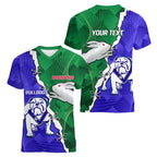 Personalised Rabbitohs and Bulldogs Women V-Neck T-Shirt Dynamic Sporty Version