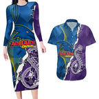 Personalised Crows and Dockers Couples Matching Long Sleeve Bodycon Dress and Hawaiian Shirt Dynamic Sporty Version
