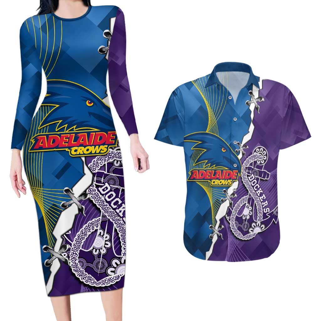 Personalised Crows and Dockers Couples Matching Long Sleeve Bodycon Dress and Hawaiian Shirt Dynamic Sporty Version