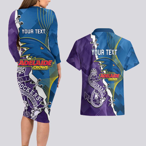 Personalised Crows and Dockers Couples Matching Long Sleeve Bodycon Dress and Hawaiian Shirt Dynamic Sporty Version