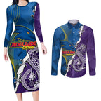 Personalised Crows and Dockers Couples Matching Long Sleeve Bodycon Dress and Long Sleeve Button Shirt Dynamic Sporty Version