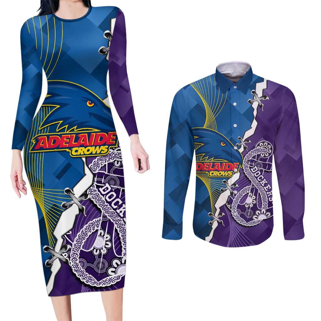 Personalised Crows and Dockers Couples Matching Long Sleeve Bodycon Dress and Long Sleeve Button Shirt Dynamic Sporty Version