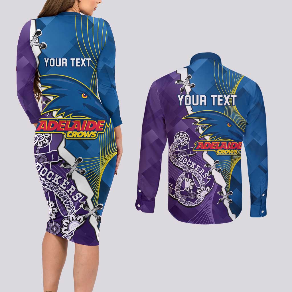 Personalised Crows and Dockers Couples Matching Long Sleeve Bodycon Dress and Long Sleeve Button Shirt Dynamic Sporty Version
