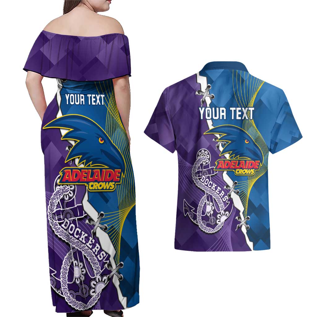 Personalised Crows and Dockers Couples Matching Off Shoulder Maxi Dress and Hawaiian Shirt Dynamic Sporty Version