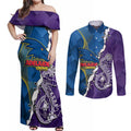 Personalised Crows and Dockers Couples Matching Off Shoulder Maxi Dress and Long Sleeve Button Shirt Dynamic Sporty Version