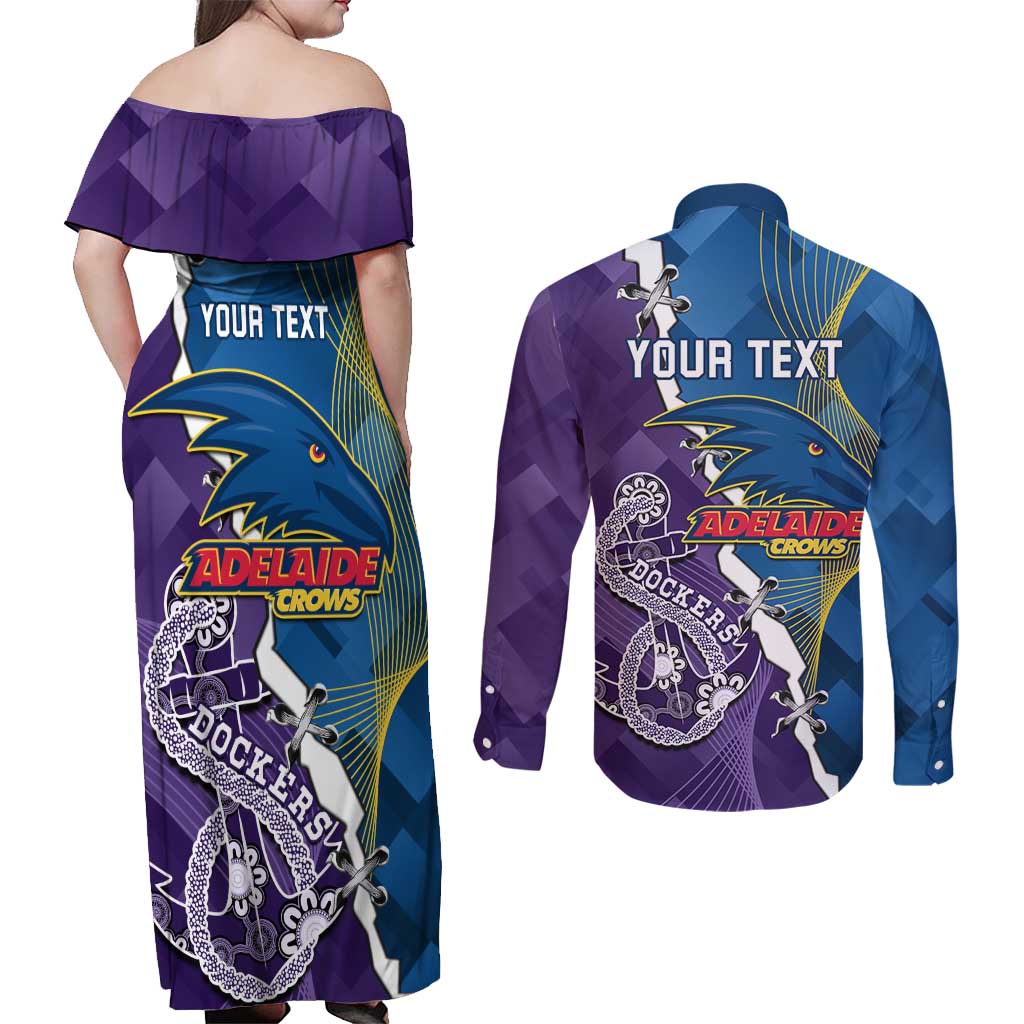 Personalised Crows and Dockers Couples Matching Off Shoulder Maxi Dress and Long Sleeve Button Shirt Dynamic Sporty Version