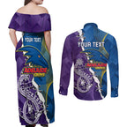 Personalised Crows and Dockers Couples Matching Off Shoulder Maxi Dress and Long Sleeve Button Shirt Dynamic Sporty Version