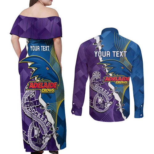 Personalised Crows and Dockers Couples Matching Off Shoulder Maxi Dress and Long Sleeve Button Shirt Dynamic Sporty Version