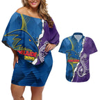 Personalised Crows and Dockers Couples Matching Off Shoulder Short Dress and Hawaiian Shirt Dynamic Sporty Version