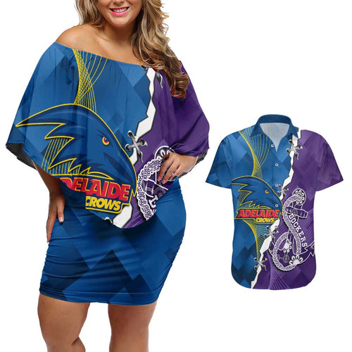 Personalised Crows and Dockers Couples Matching Off Shoulder Short Dress and Hawaiian Shirt Dynamic Sporty Version