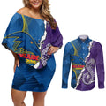 Personalised Crows and Dockers Couples Matching Off Shoulder Short Dress and Long Sleeve Button Shirt Dynamic Sporty Version