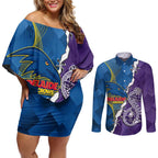 Personalised Crows and Dockers Couples Matching Off Shoulder Short Dress and Long Sleeve Button Shirt Dynamic Sporty Version