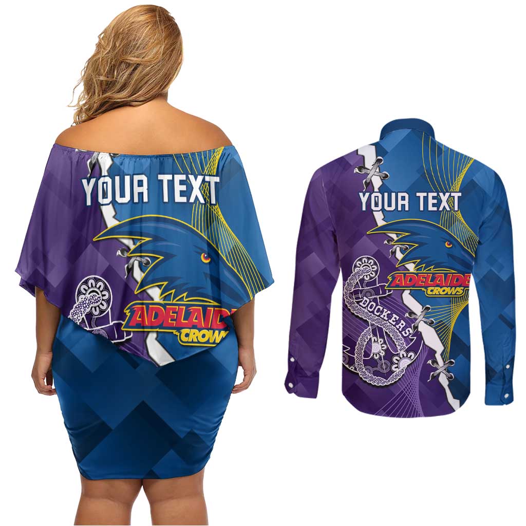 Personalised Crows and Dockers Couples Matching Off Shoulder Short Dress and Long Sleeve Button Shirt Dynamic Sporty Version