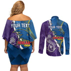 Personalised Crows and Dockers Couples Matching Off Shoulder Short Dress and Long Sleeve Button Shirt Dynamic Sporty Version