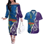 Personalised Crows and Dockers Couples Matching Off The Shoulder Long Sleeve Dress and Hawaiian Shirt Dynamic Sporty Version
