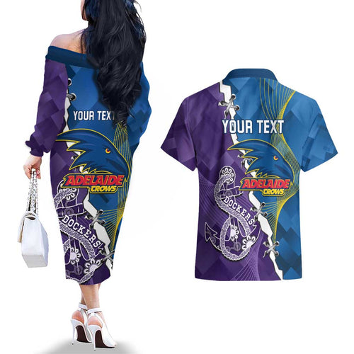 Personalised Crows and Dockers Couples Matching Off The Shoulder Long Sleeve Dress and Hawaiian Shirt Dynamic Sporty Version