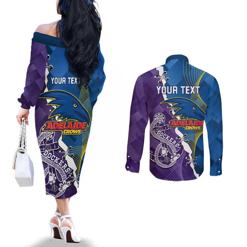Personalised Crows and Dockers Couples Matching Off The Shoulder Long Sleeve Dress and Long Sleeve Button Shirt Dynamic Sporty Version