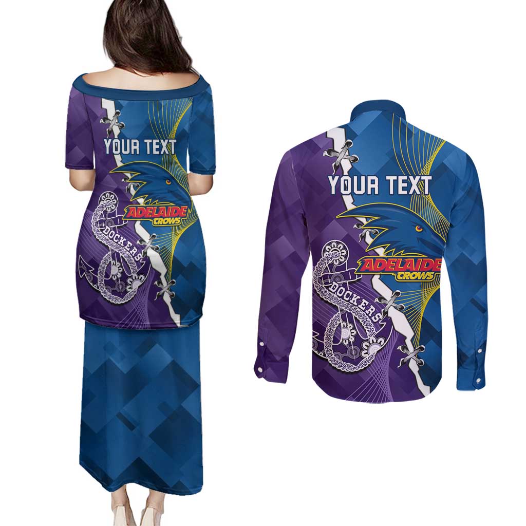 Personalised Crows and Dockers Couples Matching Puletasi and Long Sleeve Button Shirt Dynamic Sporty Version