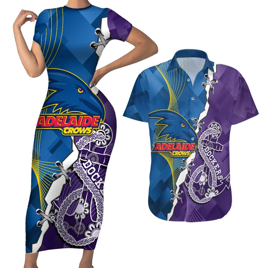 Personalised Crows and Dockers Couples Matching Short Sleeve Bodycon Dress and Hawaiian Shirt Dynamic Sporty Version