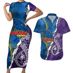 Personalised Crows and Dockers Couples Matching Short Sleeve Bodycon Dress and Hawaiian Shirt Dynamic Sporty Version