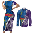 Personalised Crows and Dockers Couples Matching Short Sleeve Bodycon Dress and Long Sleeve Button Shirt Dynamic Sporty Version