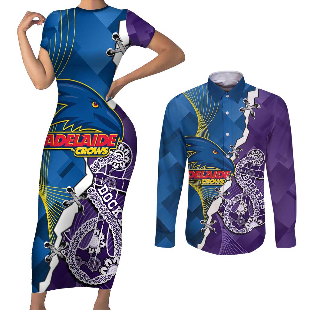 Personalised Crows and Dockers Couples Matching Short Sleeve Bodycon Dress and Long Sleeve Button Shirt Dynamic Sporty Version