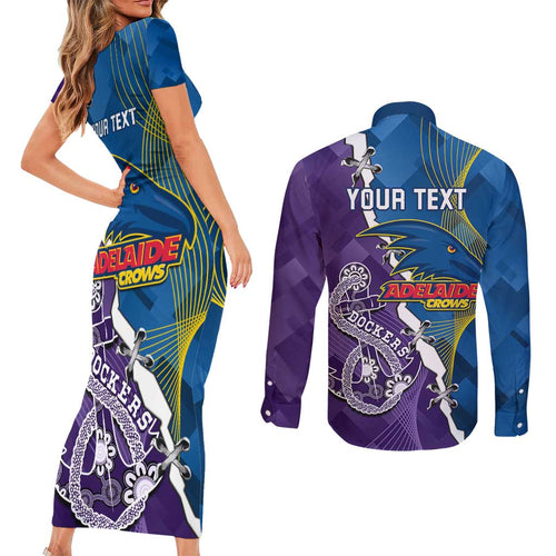 Personalised Crows and Dockers Couples Matching Short Sleeve Bodycon Dress and Long Sleeve Button Shirt Dynamic Sporty Version