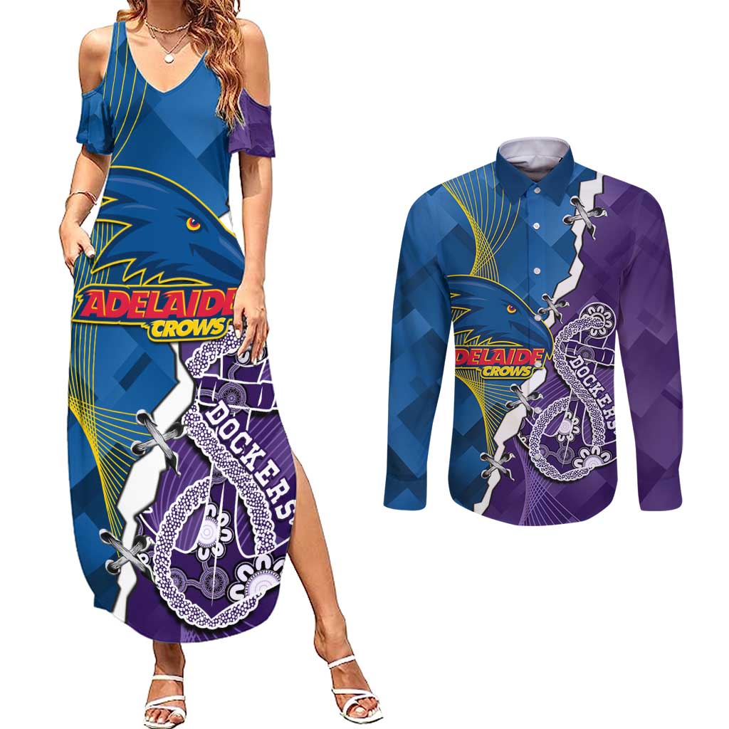 Personalised Crows and Dockers Couples Matching Summer Maxi Dress and Long Sleeve Button Shirt Dynamic Sporty Version