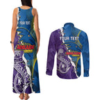 Personalised Crows and Dockers Couples Matching Tank Maxi Dress and Long Sleeve Button Shirt Dynamic Sporty Version