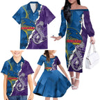 Personalised Crows and Dockers Family Matching Off The Shoulder Long Sleeve Dress and Hawaiian Shirt Dynamic Sporty Version