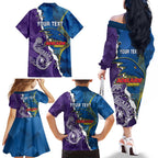 Personalised Crows and Dockers Family Matching Off The Shoulder Long Sleeve Dress and Hawaiian Shirt Dynamic Sporty Version