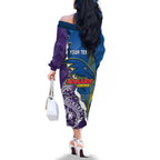 Personalised Crows and Dockers Family Matching Off The Shoulder Long Sleeve Dress and Hawaiian Shirt Dynamic Sporty Version
