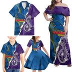 Personalised Crows and Dockers Family Matching Off Shoulder Maxi Dress and Hawaiian Shirt Dynamic Sporty Version