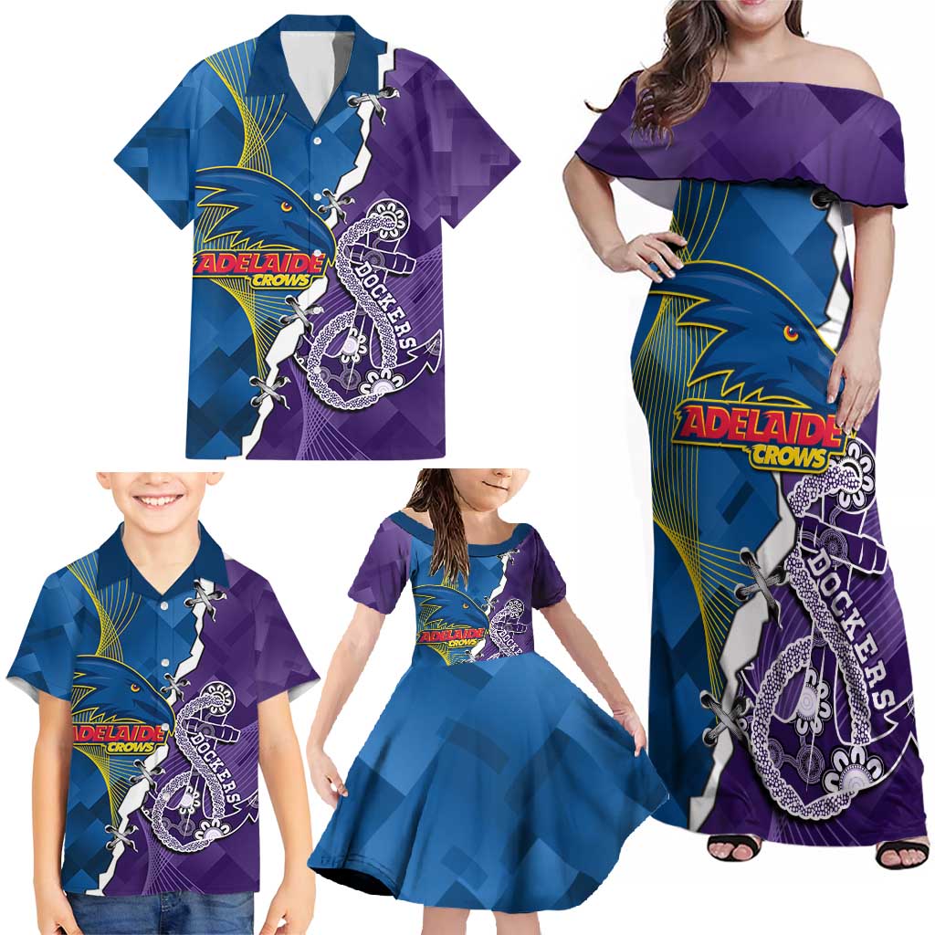 Personalised Crows and Dockers Family Matching Off Shoulder Maxi Dress and Hawaiian Shirt Dynamic Sporty Version