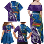 Personalised Crows and Dockers Family Matching Off Shoulder Maxi Dress and Hawaiian Shirt Dynamic Sporty Version
