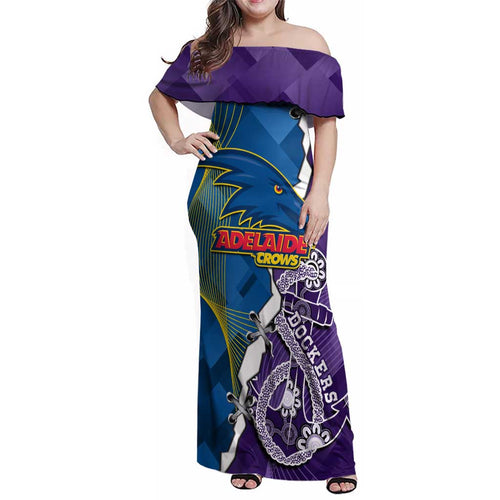 Personalised Crows and Dockers Family Matching Off Shoulder Maxi Dress and Hawaiian Shirt Dynamic Sporty Version