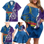 Personalised Crows and Dockers Family Matching Off Shoulder Short Dress and Hawaiian Shirt Dynamic Sporty Version
