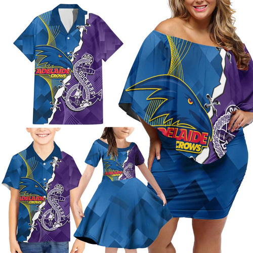 Personalised Crows and Dockers Family Matching Off Shoulder Short Dress and Hawaiian Shirt Dynamic Sporty Version