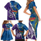 Personalised Crows and Dockers Family Matching Short Sleeve Bodycon Dress and Hawaiian Shirt Dynamic Sporty Version