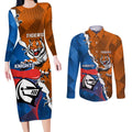 Personalised Knights and Tigers Couples Matching Long Sleeve Bodycon Dress and Long Sleeve Button Shirt Dynamic Sporty Version