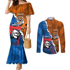 Personalised Knights and Tigers Couples Matching Mermaid Dress and Long Sleeve Button Shirt Dynamic Sporty Version