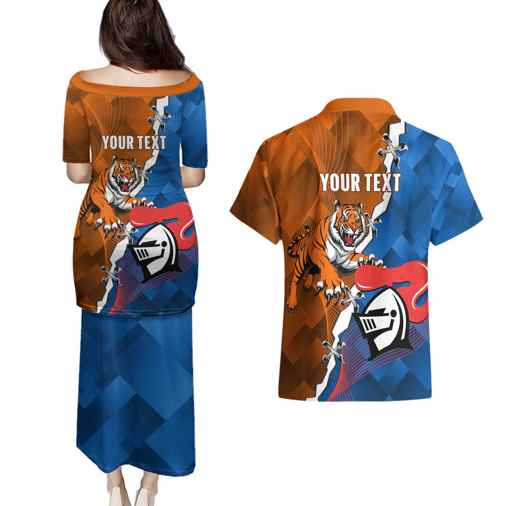 Personalised Knights and Tigers Couples Matching Puletasi and Hawaiian Shirt Dynamic Sporty Version