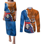 Personalised Knights and Tigers Couples Matching Puletasi and Long Sleeve Button Shirt Dynamic Sporty Version